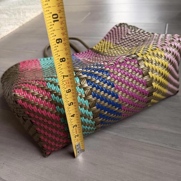 MARIA VICTORIA Large Woven Multi-Color Beach Shopping Tote Bag - Picture 6 of 9